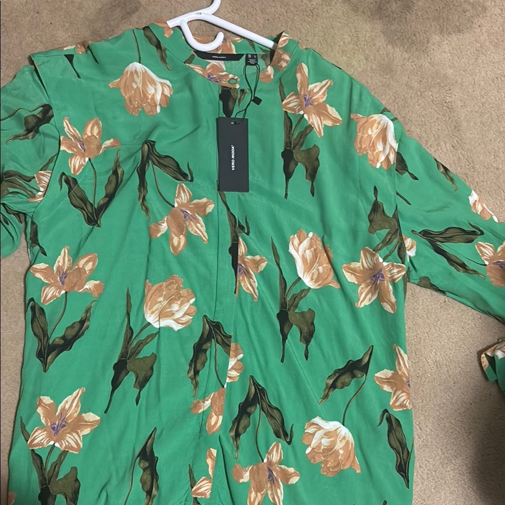 Floral Green Long Sleeve Dress